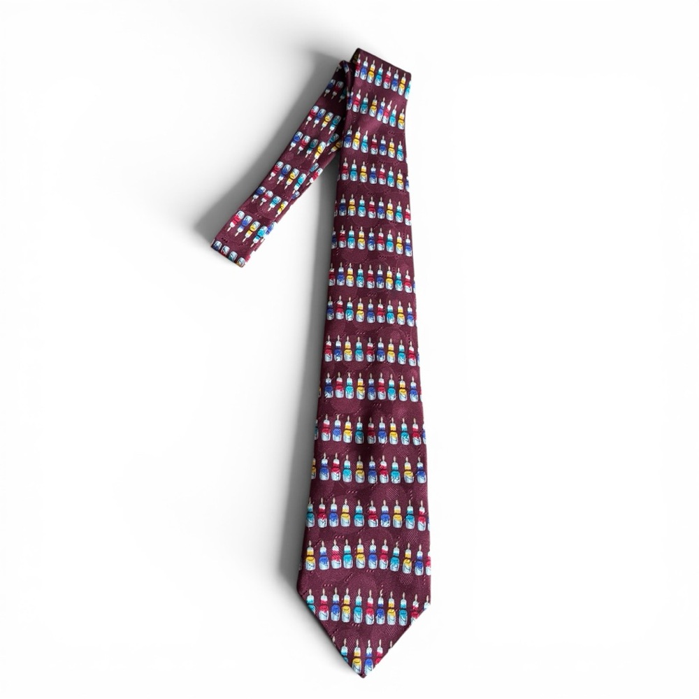 Vintage Joe Boxer "Wet Paint" Novelty Silk Necktie Burgundy Painter Artist